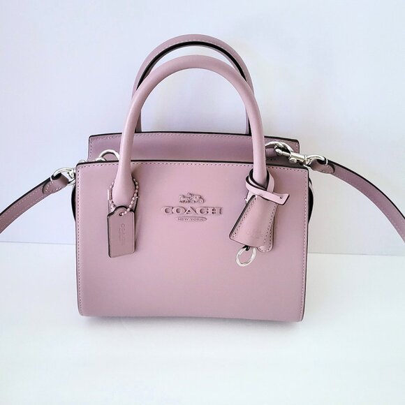 Coach CP081 Smooth Leather Andrea Tonal Hardware Carryall Satchel Handbag Lilac